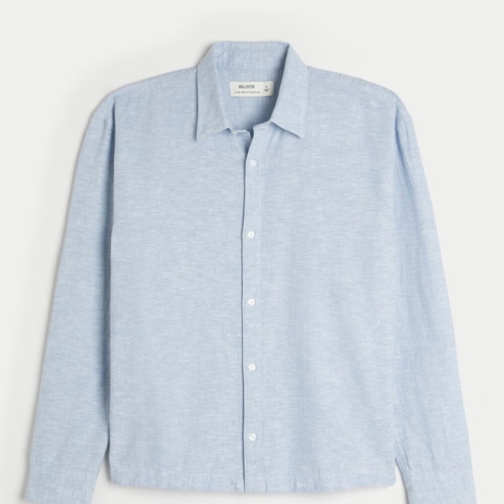 NWOT! Hollister Linen-Blend Button-Through Shirt